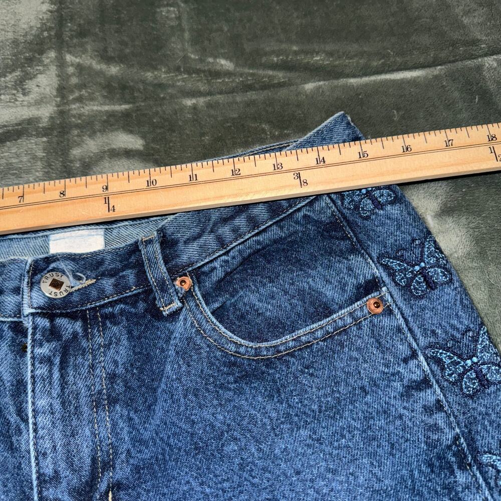 VTG Y2K Trust Me Jeans Butterfly Embroidery Sides Dark Denim Junior's Size 11 - Picture 9 of 10